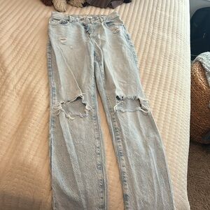 pacsun light wash jeans, dad jean style